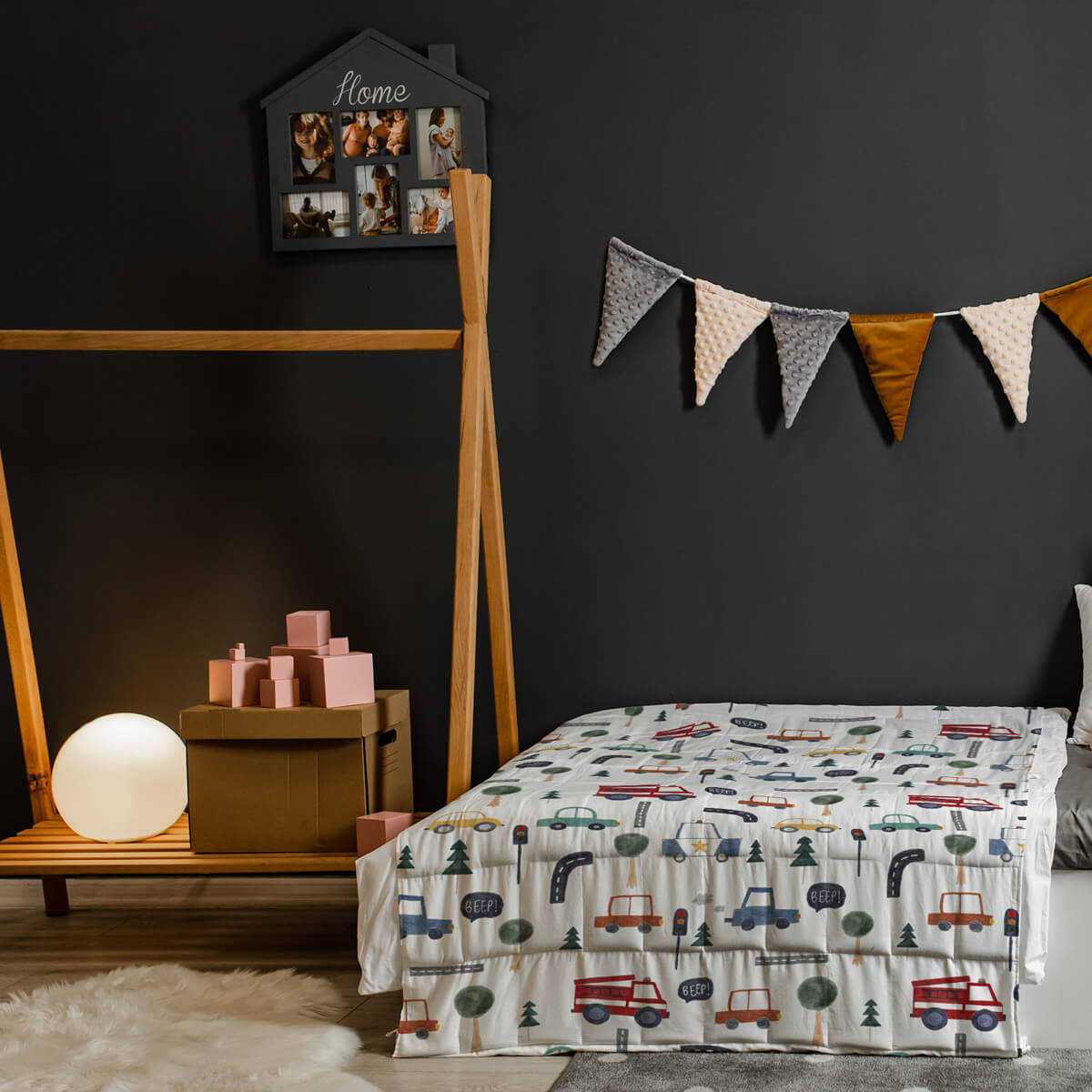 kołdra sensoryczna z autami