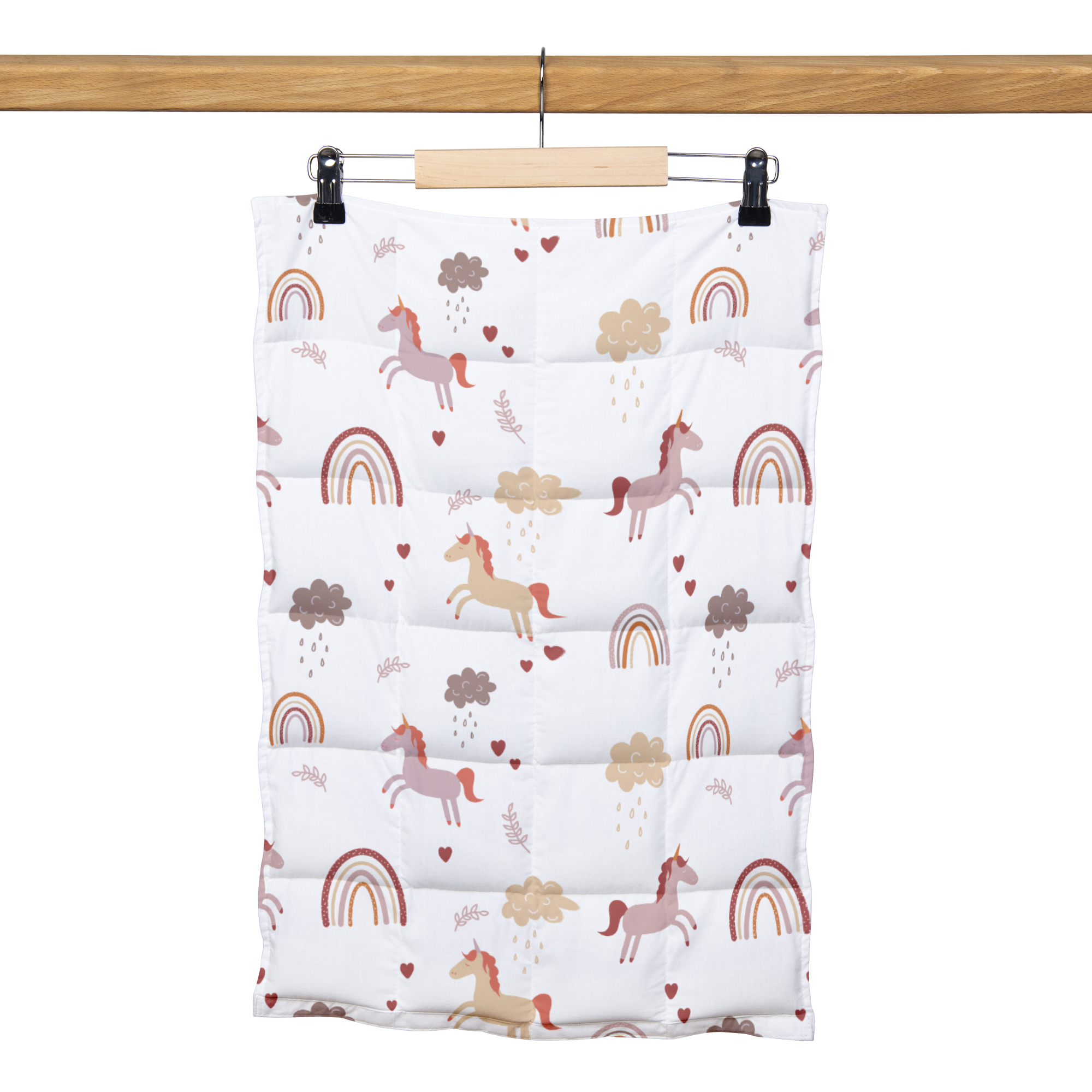 poduszka obciążeniowa z kolorowymi jednorożcami
